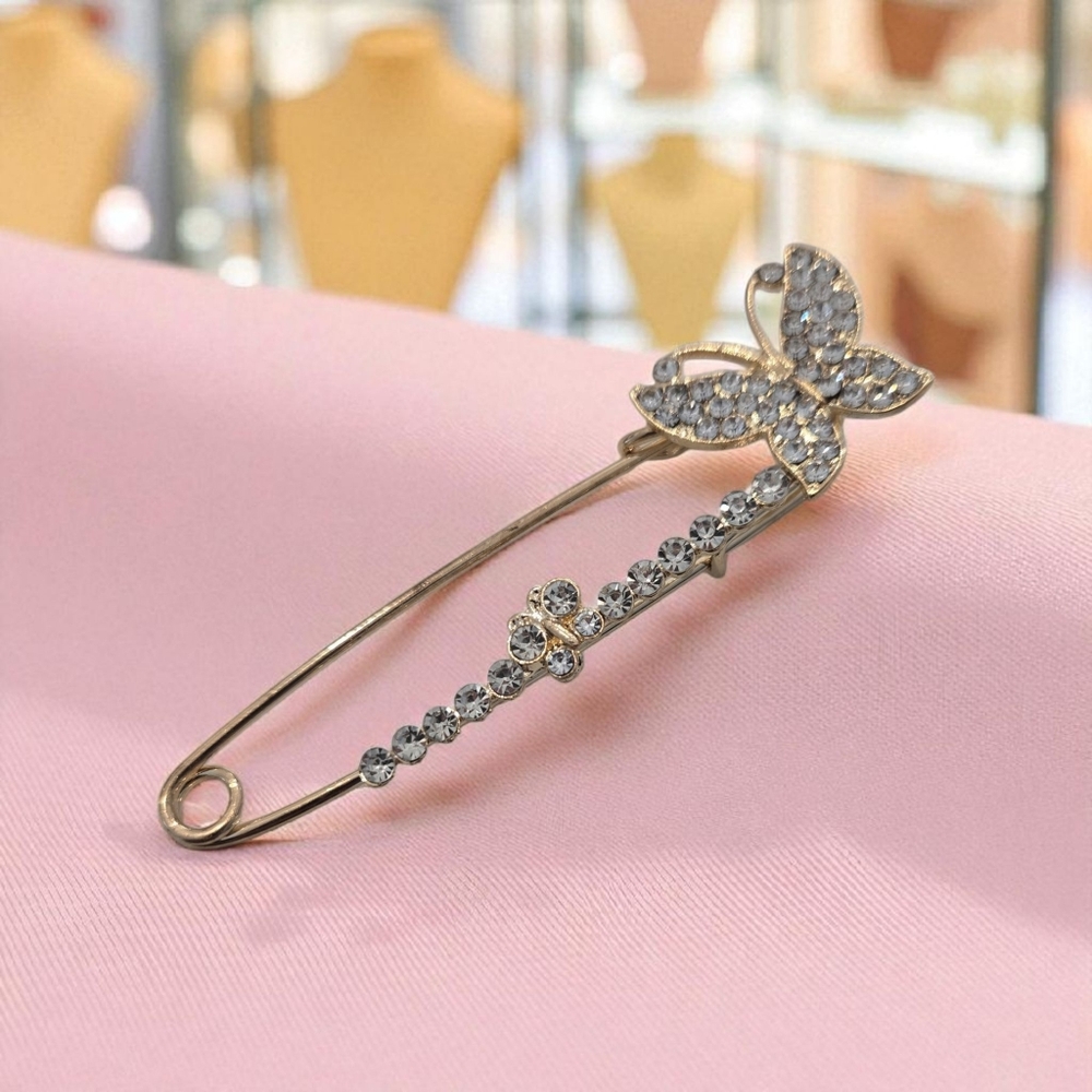 🔥Elegant Gold Butterfly Brooch with Crystals🔥